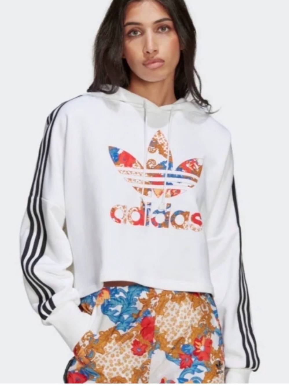 Adidas Originals HER Studio London boxy Cropped Hoodie in white Size Small